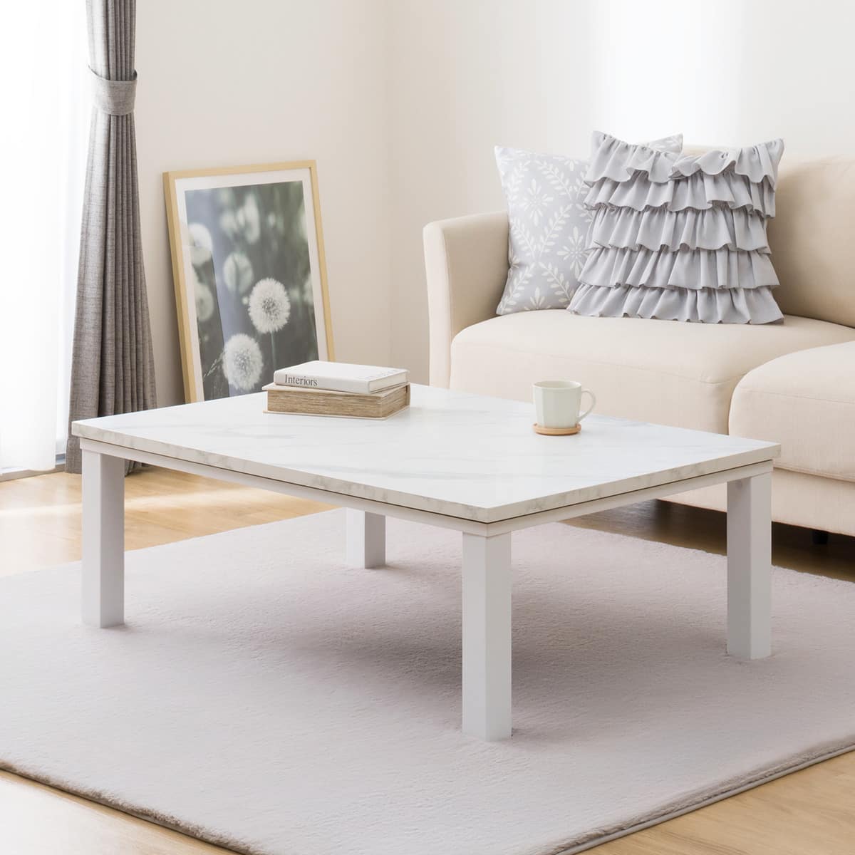 大理石調の軽量リビングこたつ(LM01 105 WH) | ニトリネット【公式