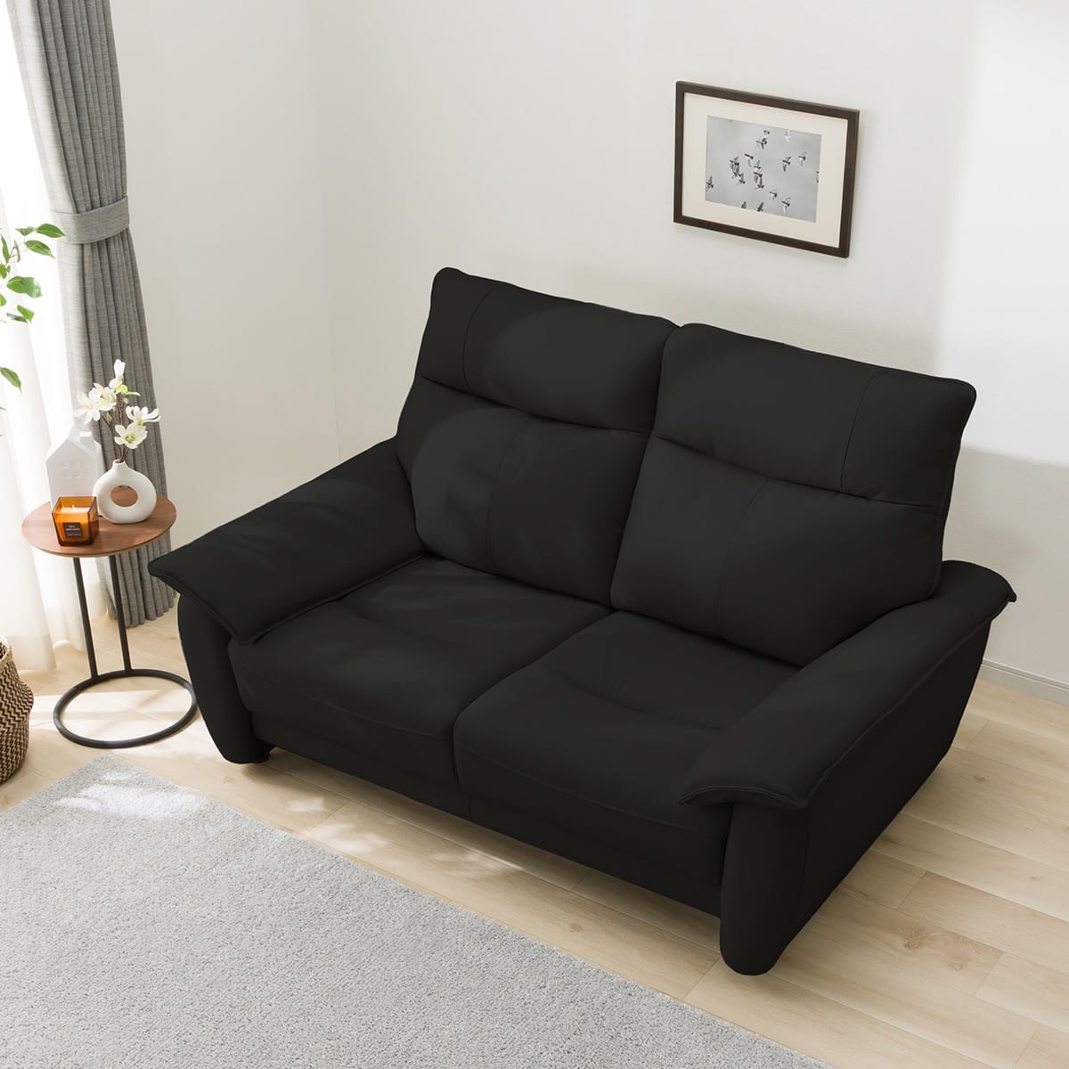 2人掛けソファ 本革(一部合成皮革)タイプ (DL01 BK) | ニトリネット