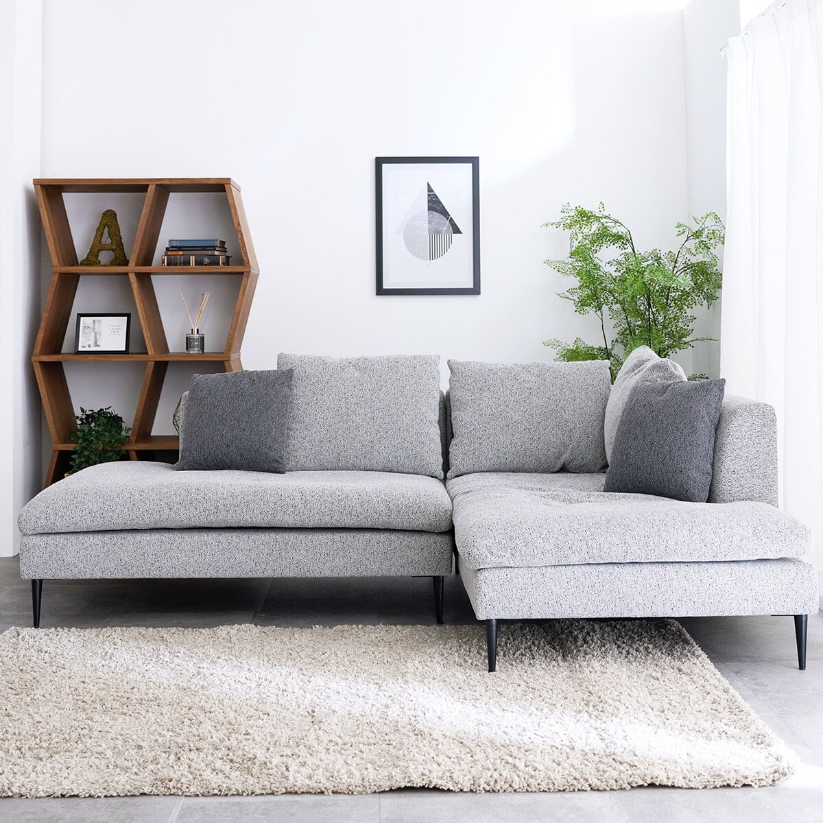 カウチソファ 布張りタイプ (FM 左カウチ ライトグレー) | ニトリ