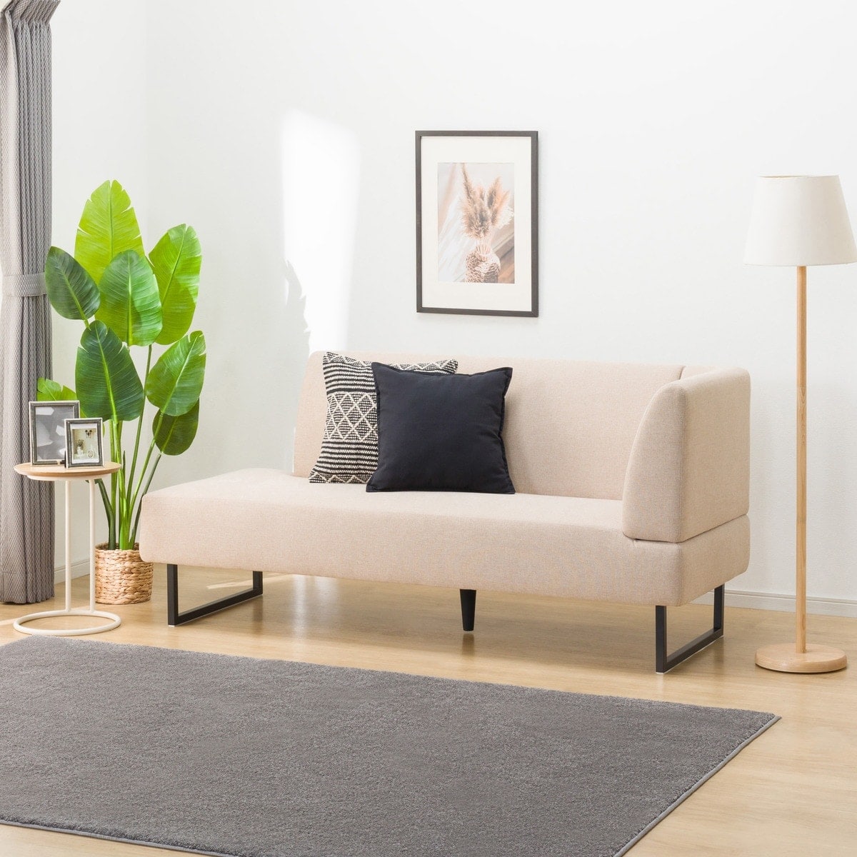 リビングダイニングカウチソファ 布張りタイプ (左肘 LD2 AQ-BE