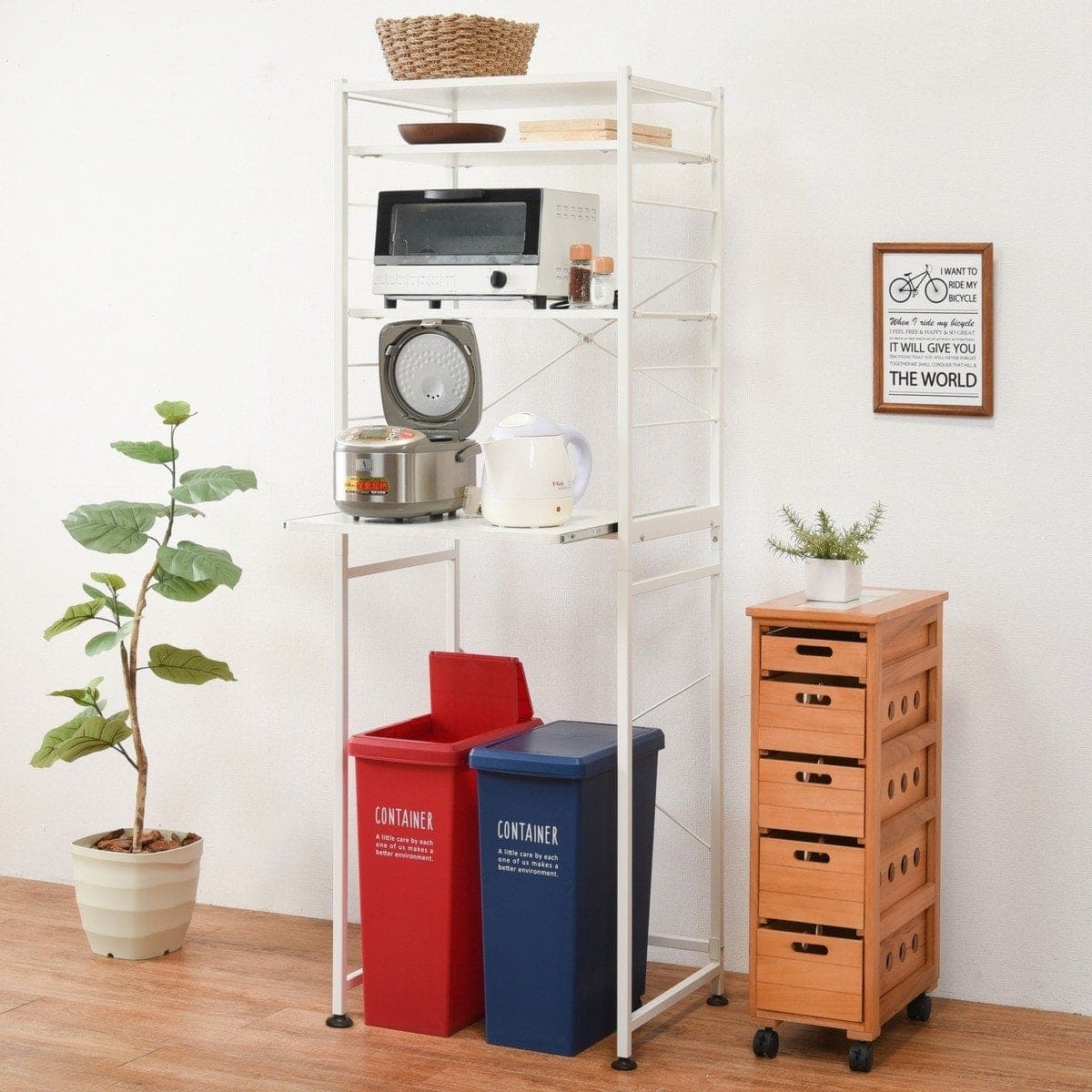 シンプルなキッチンラック スライド棚付 (幅62 WH) | ニトリネット