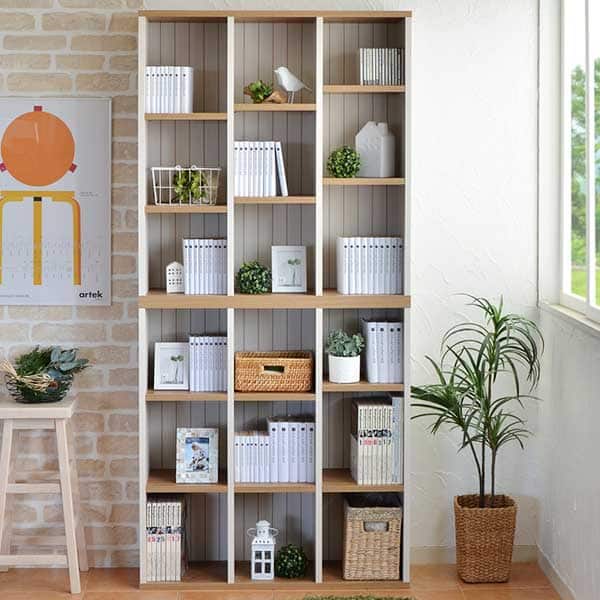 フレンチカントリー調 積み重ねもできるオープンラック (幅90cm WH