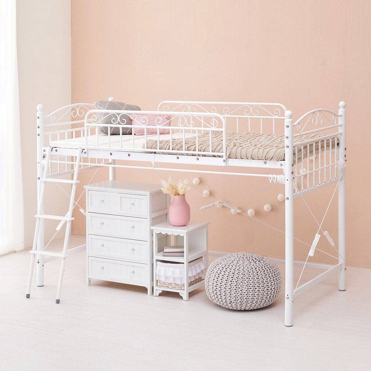 カーテンが付けられる プリンセスロフトベッド(ロー) | ニトリネット