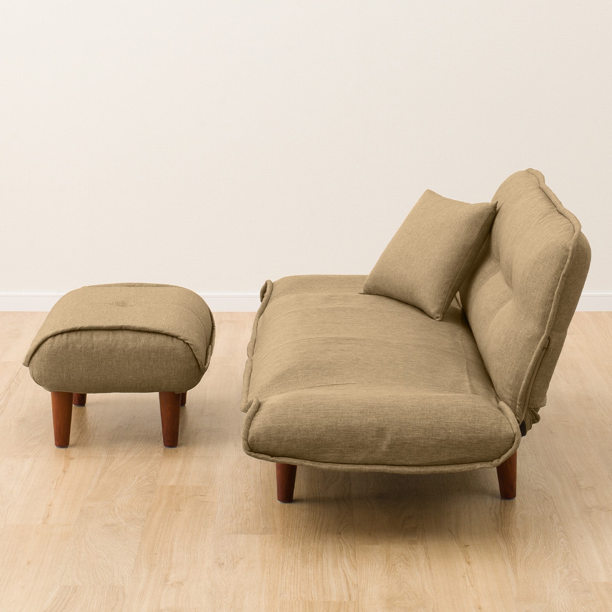 コンパクトカウチソファ オットマン付き 布張りタイプ (BE) | ニトリ