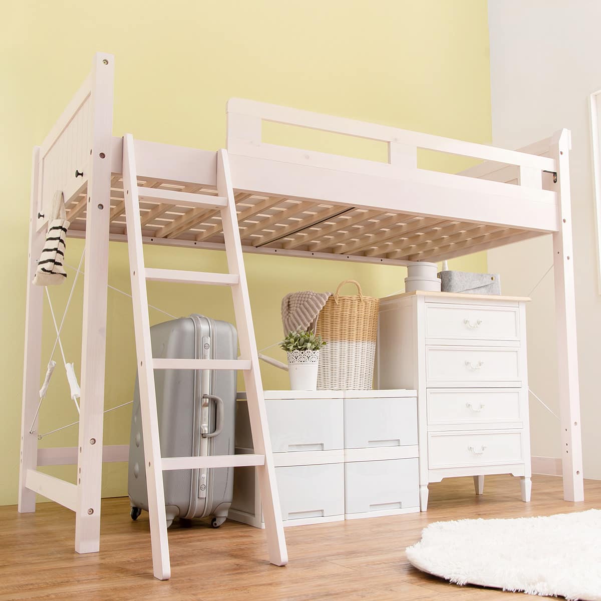 頑丈棚付きロフトベッド ミドルタイプ(高さ159cm WW) | ニトリネット