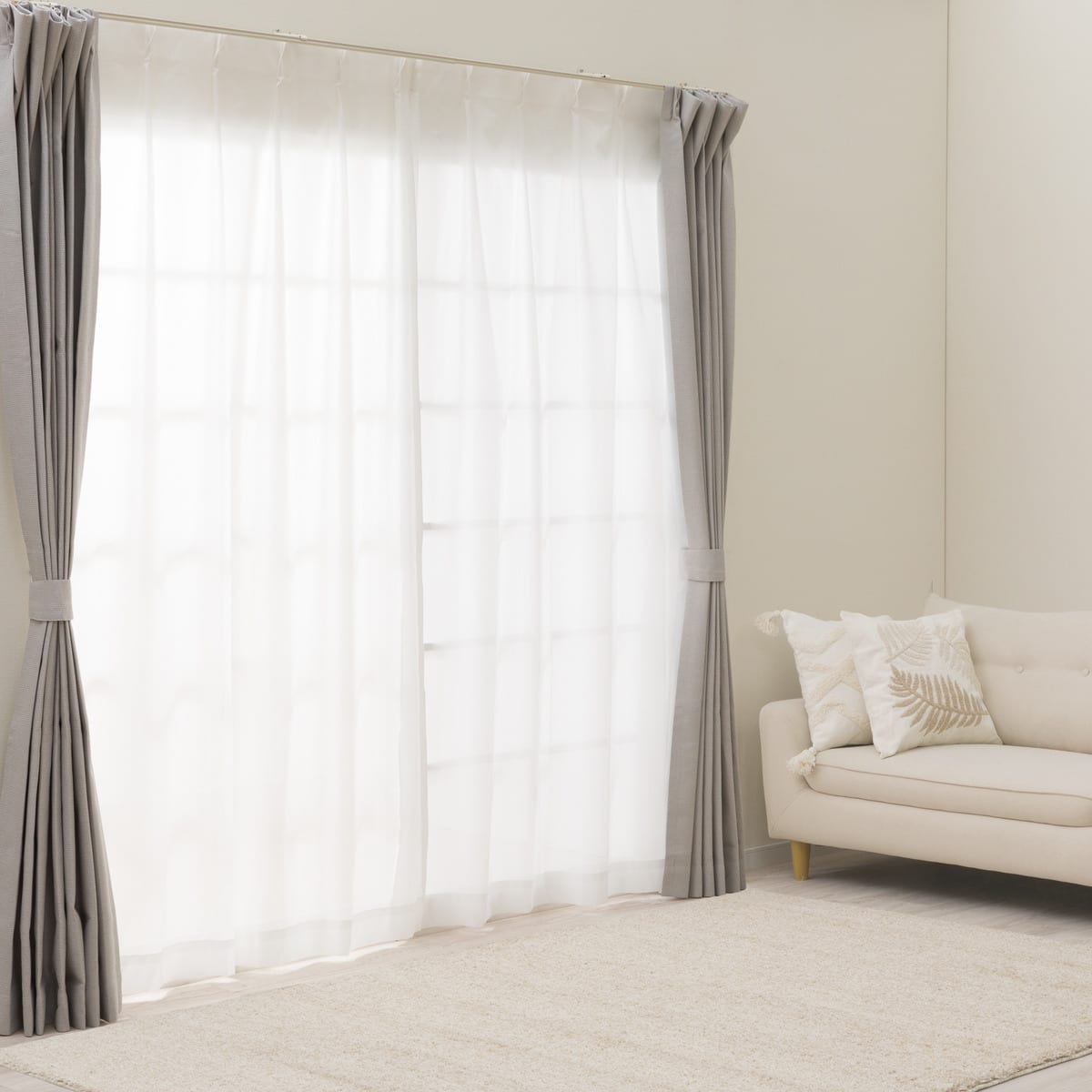 遮光1級・遮熱・遮音カーテン＆遮熱・遮像レース4枚セット(RP002 GY