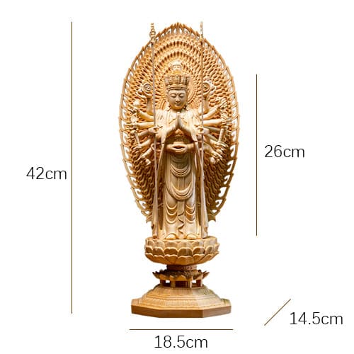 木彫り 仏像 千手観音 千手千眼観自在菩薩 – 念珊閣仏像