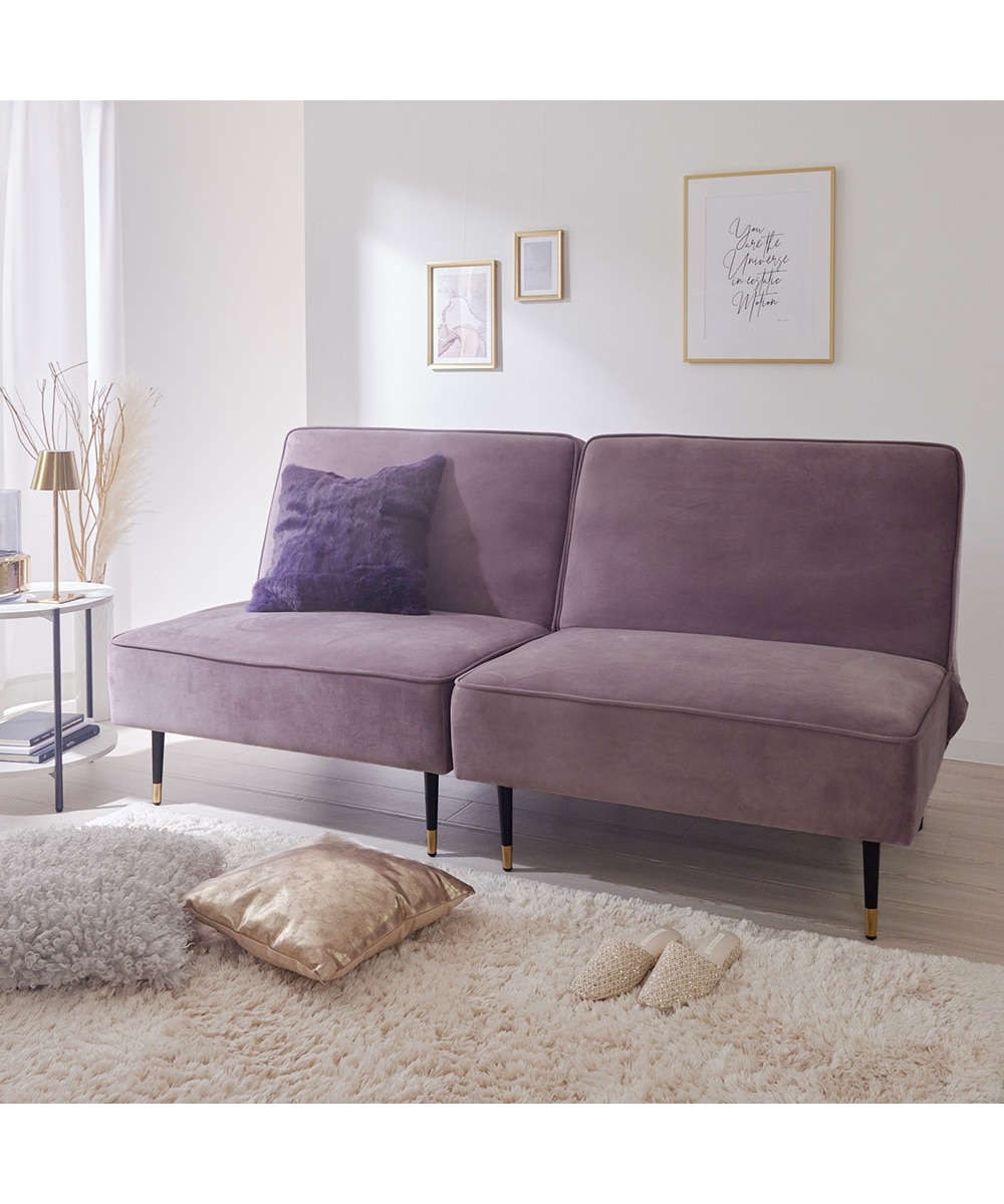 2人掛け]ソファベッド｜5WAY リクライニング ベロア調 大人可愛い[Do