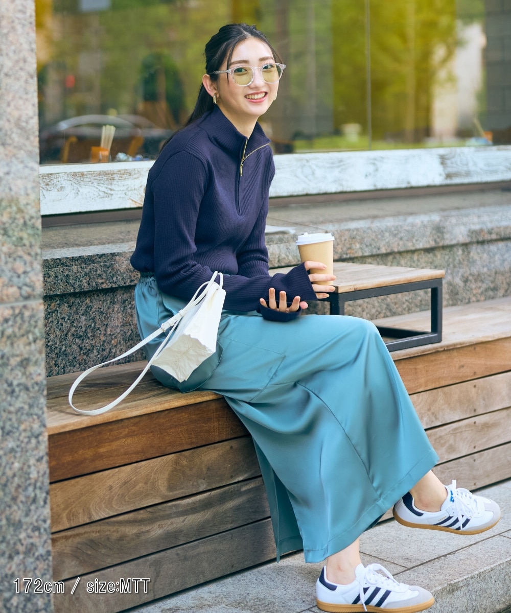 高身長 ハーフジップ指穴付リブニット（トールサイズ）Essenave 通販