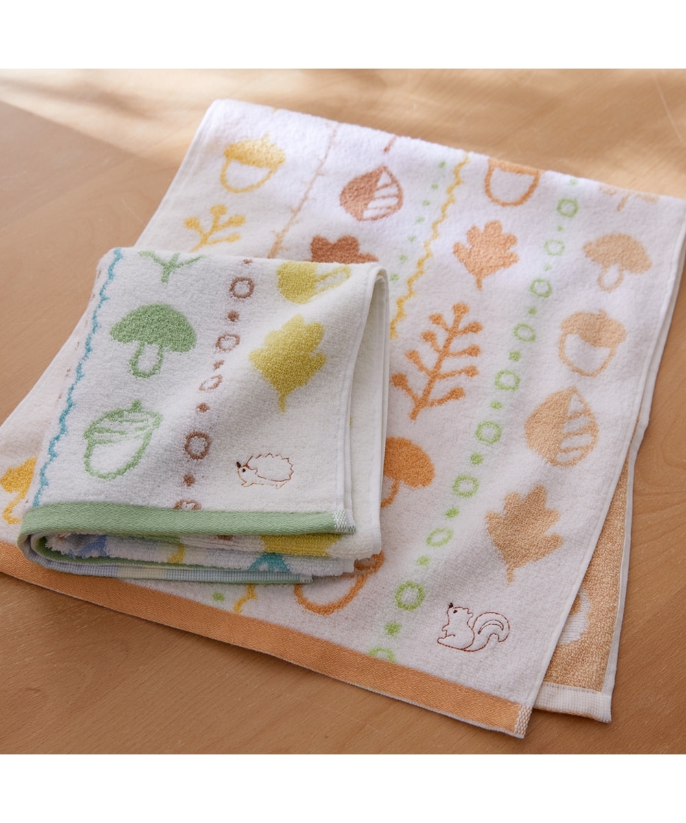 ふんわり無撚糸プチフォレスト フェイスタオル2色セット 通販【ニッセン】