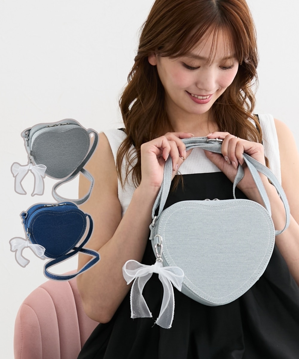 ハート型デニムショルダーバッグ 通販【ニッセン】