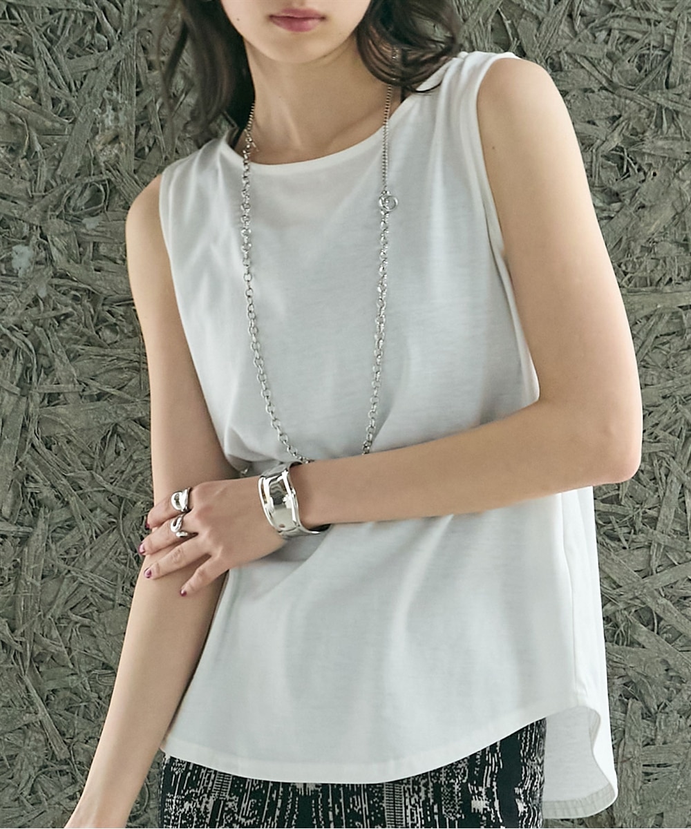 洗える】ボートネックタンクトップ ［Soiunique］ 体型カバー ゆったり