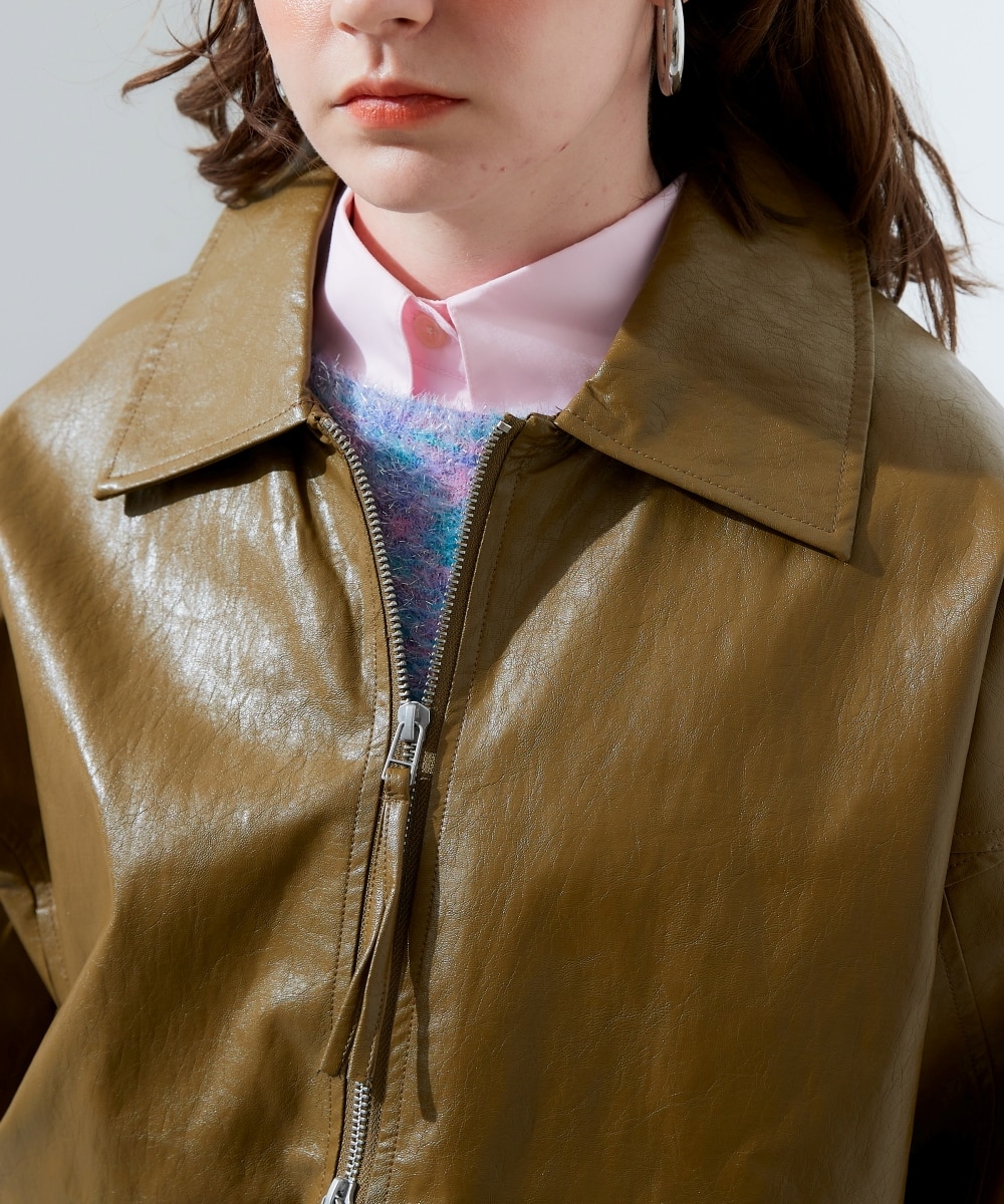 ショート丈ダブルジップフェイクレザージャケット 通販【ニッセン】