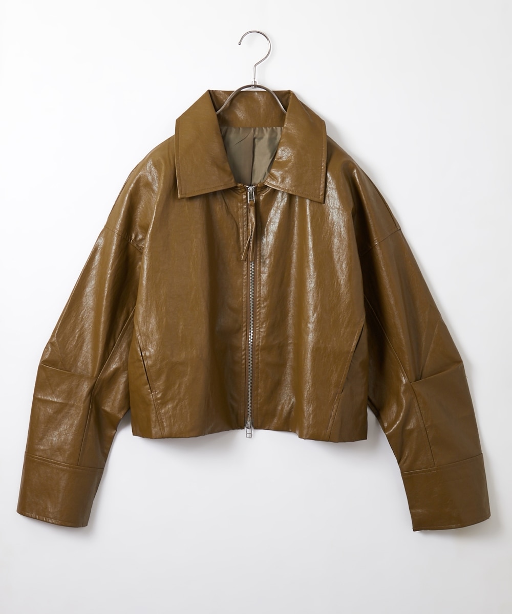 ショート丈ダブルジップフェイクレザージャケット 通販【ニッセン】