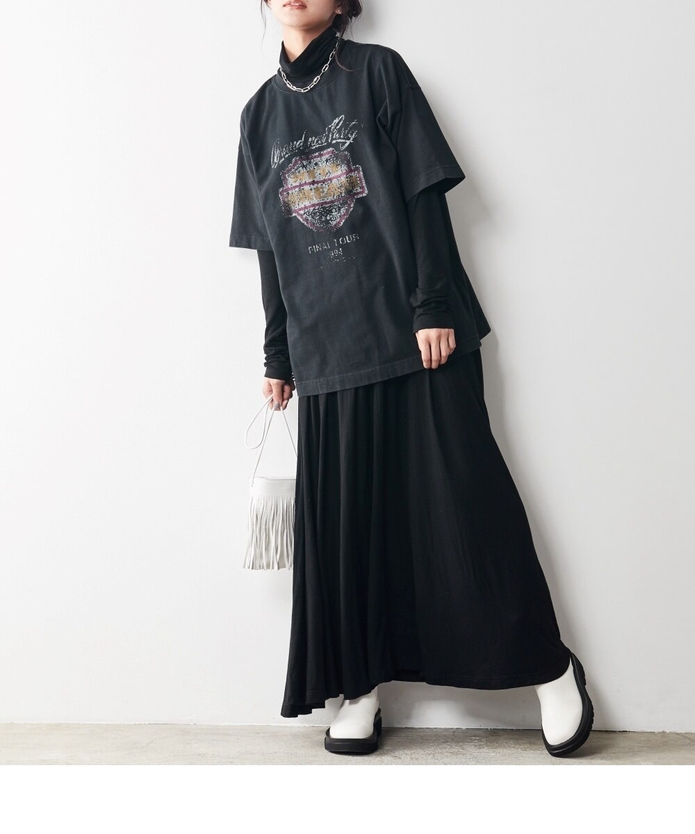 大きいサイズ 綿100％ヴィンテージ風グラフィックプリントTシャツ