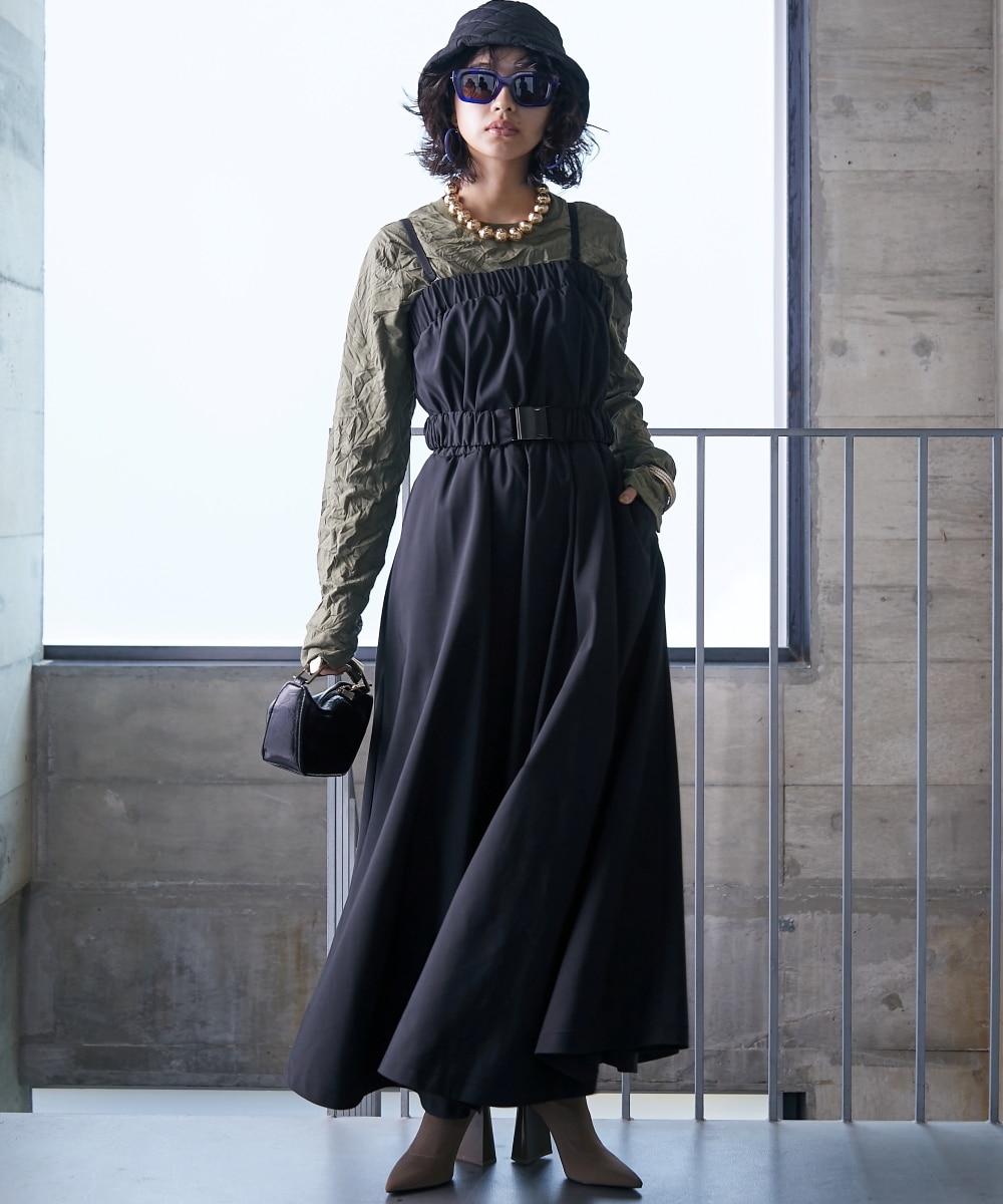 ベアトップマキシワンピース(共布ベルト付)＜大きいサイズ有＞GEVS