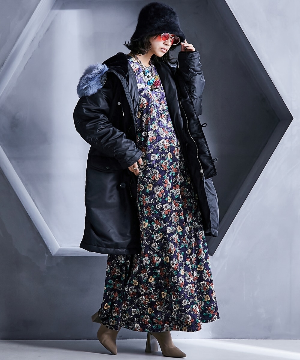 カラーフェイクファー付N‐3Bブルゾンコート＜大きいサイズ有＞GEVS