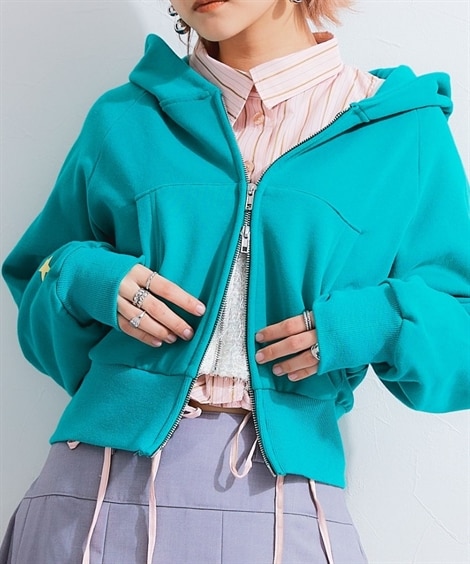 裏毛クロップドダブルジップパーカー 通販【ニッセン】