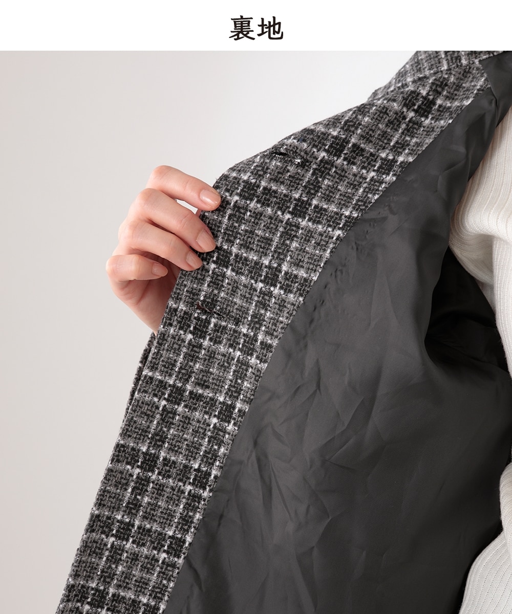 ツイード調スタンドカラージャケット【アトランダム】 通販【ニッセン】