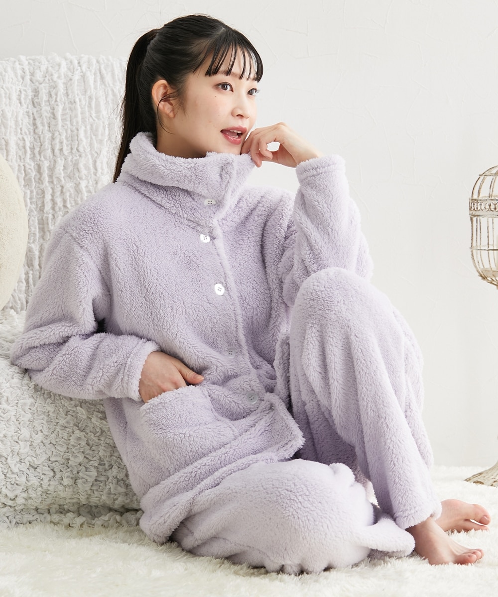 ふわぬくマイクロファー首あったか前開きパジャマ 通販【ニッセン】