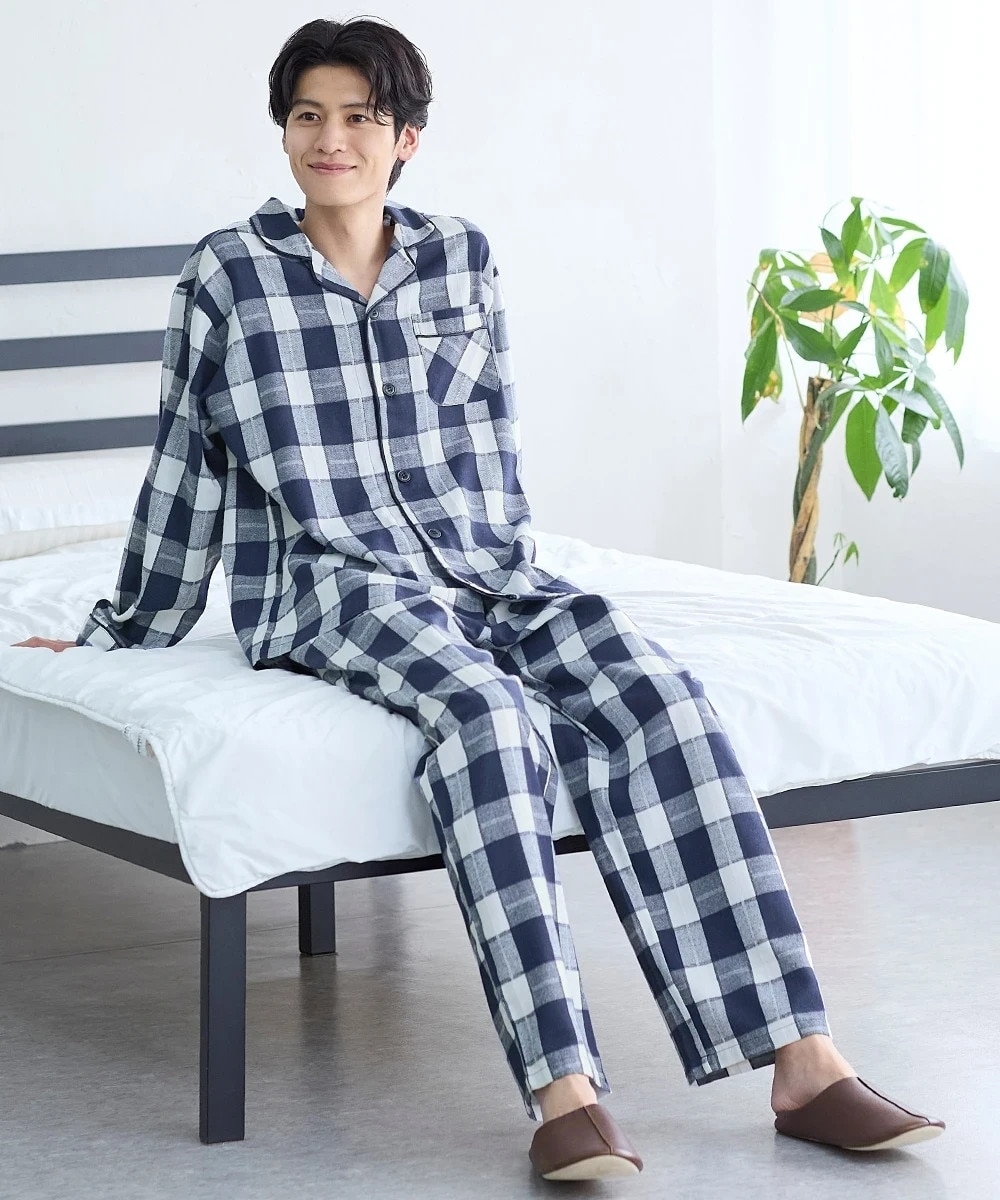 パジャマ】先染チェック前開きパジャマ【大きいサイズ有】 通販