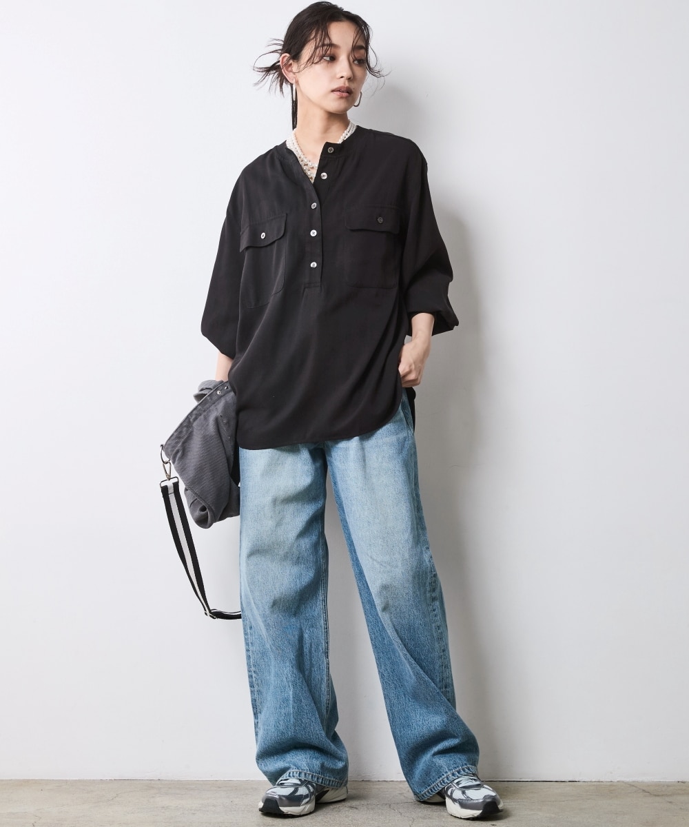 大きいサイズ＞綿100％タックバギーデニムパンツ シックスタイル 通販