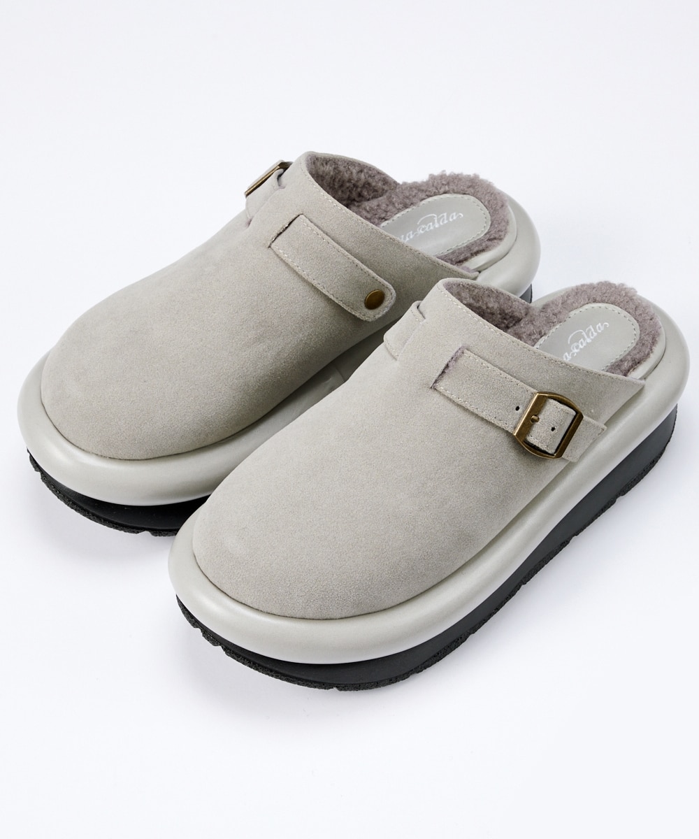 ゆったり幅広】厚底ボアサボスリッポン（低反発中敷）（ワイズ4E