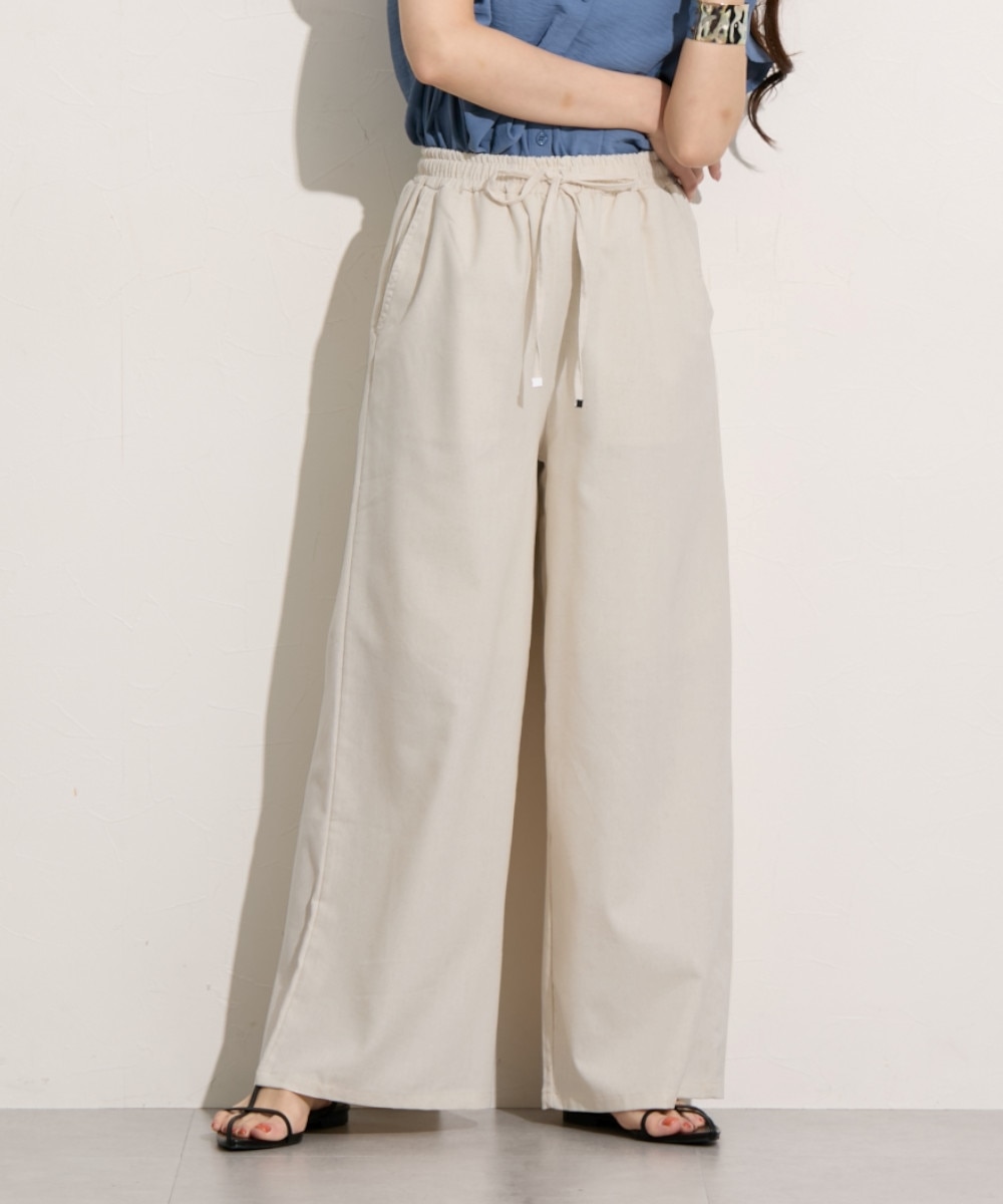 麻調ワイドパンツ 通販【ニッセン】