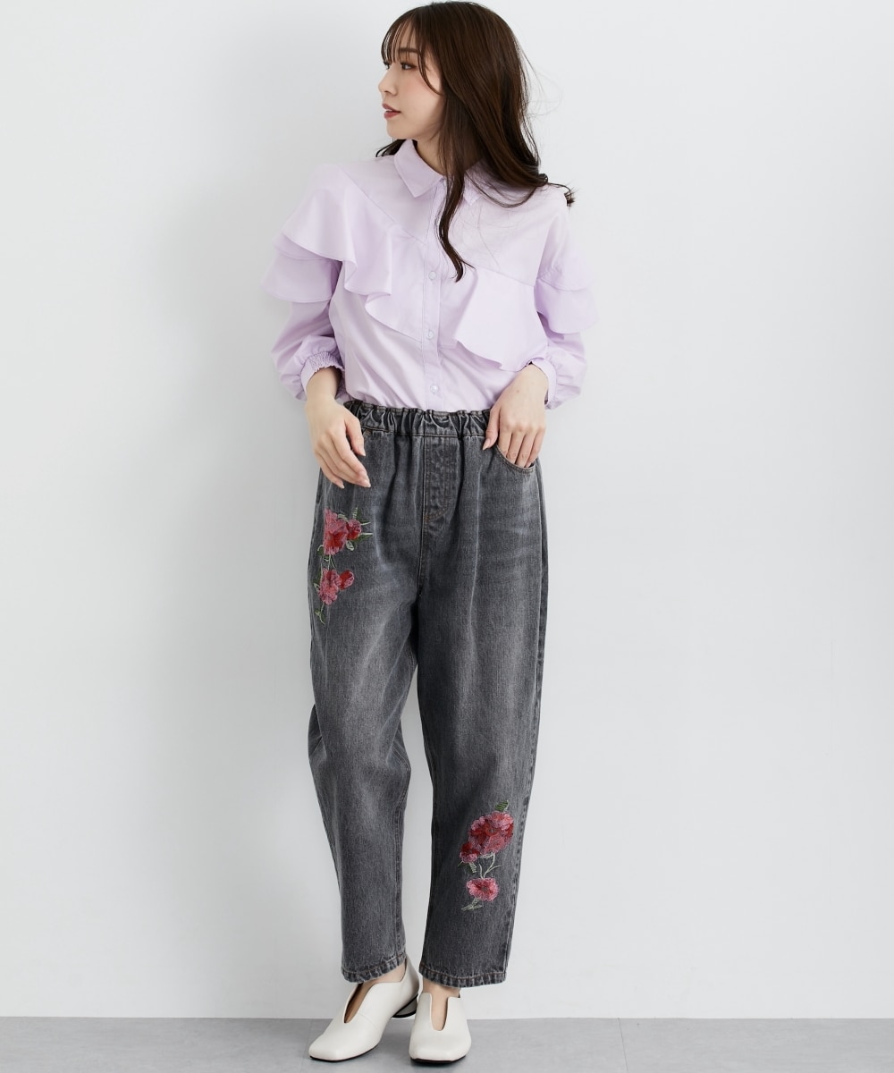 花刺しゅうデニム【Hana服】 通販【ニッセン】