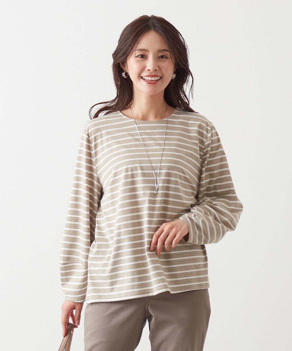 2点セット】チェック+ボーダーのデザイントップス（アトランダム