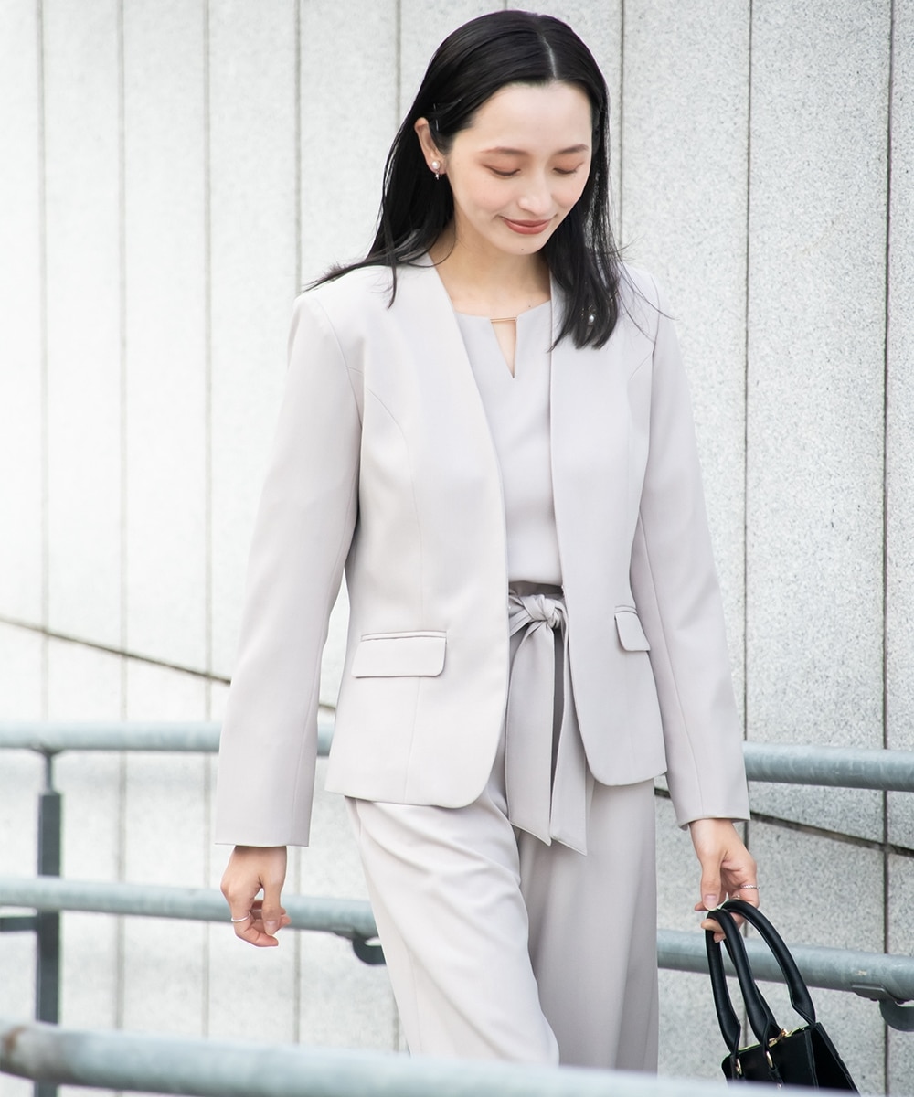 小さいサイズ 【レディーススーツ】ドビー素材セットアップパンツ