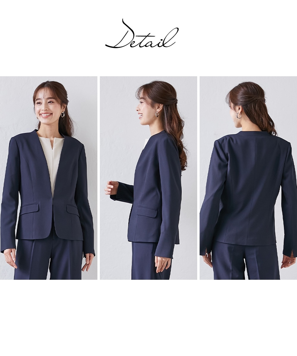 レディーススーツ】セットアップ対応ノーカラージャケット（上下別売