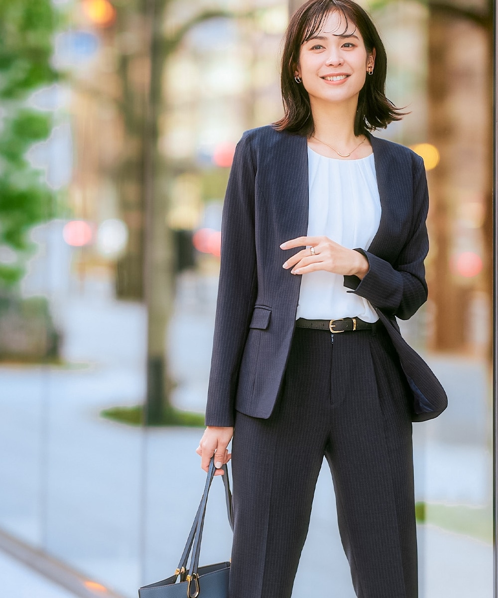 レディーススーツ】うすカルタテヨコストレッチパンツスーツ（ノー