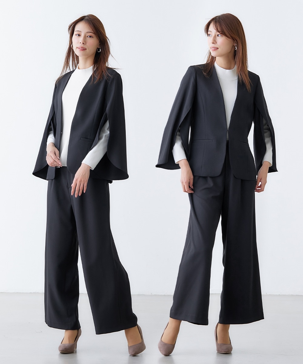 レディーススーツ】セットアップ対応ケープ風ジャケット（上下別売