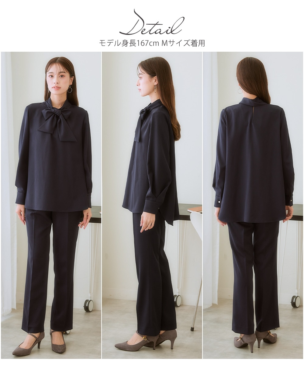 レディーススーツ】ドビー素材セットアップパンツスーツ3点セット