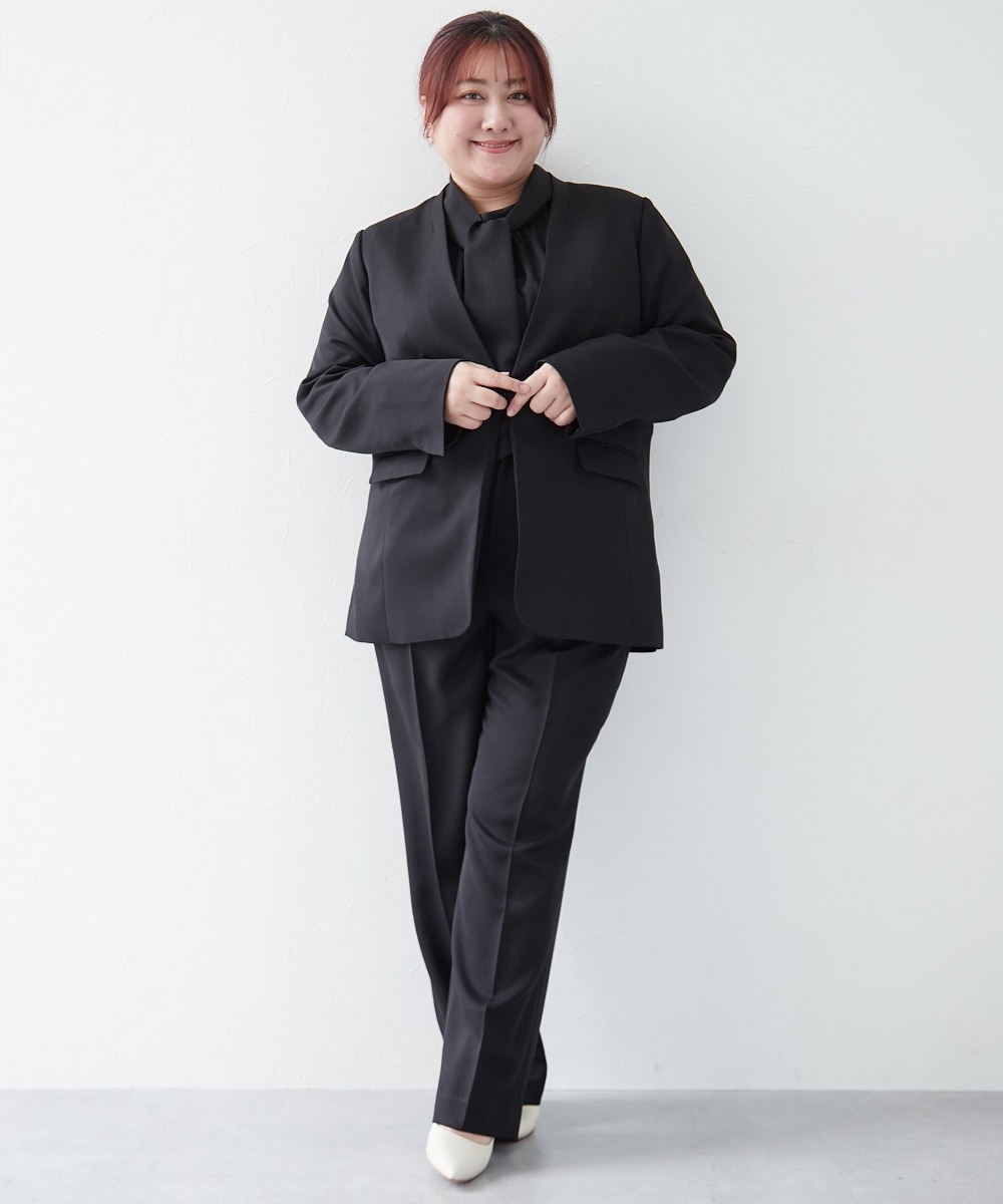 レディーススーツ】ドビー素材セットアップパンツスーツ3点セット