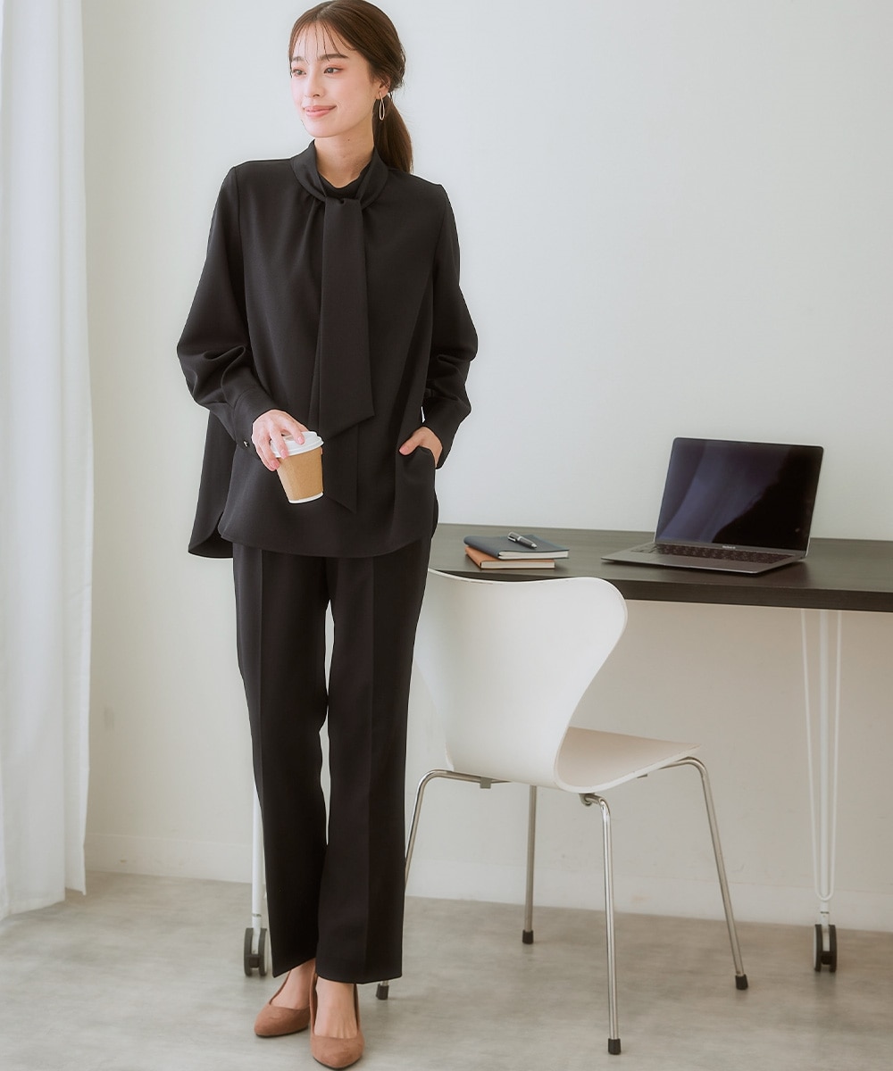 レディーススーツ】ドビー素材セットアップパンツスーツ3点セット