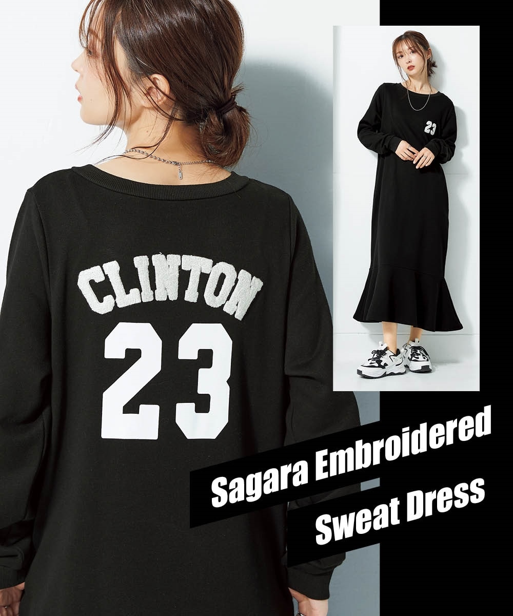 さがら刺しゅう入裾フレアスウェットワンピース 通販【ニッセン】