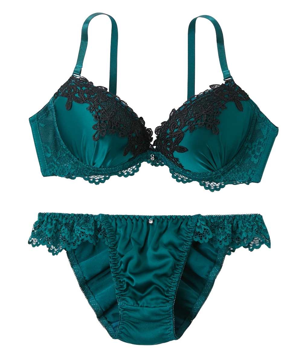 マットサテンケミカルレースブラジャー・ショーツセット 通販【ニッセン】