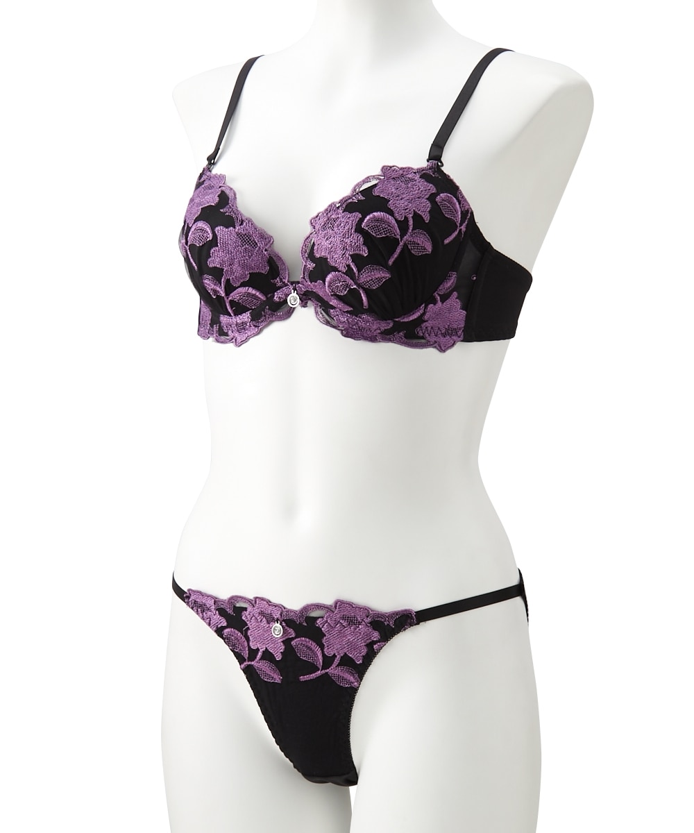 ワントーンカラー刺繍レースブラジャーショーツセット 通販【ニッセン】