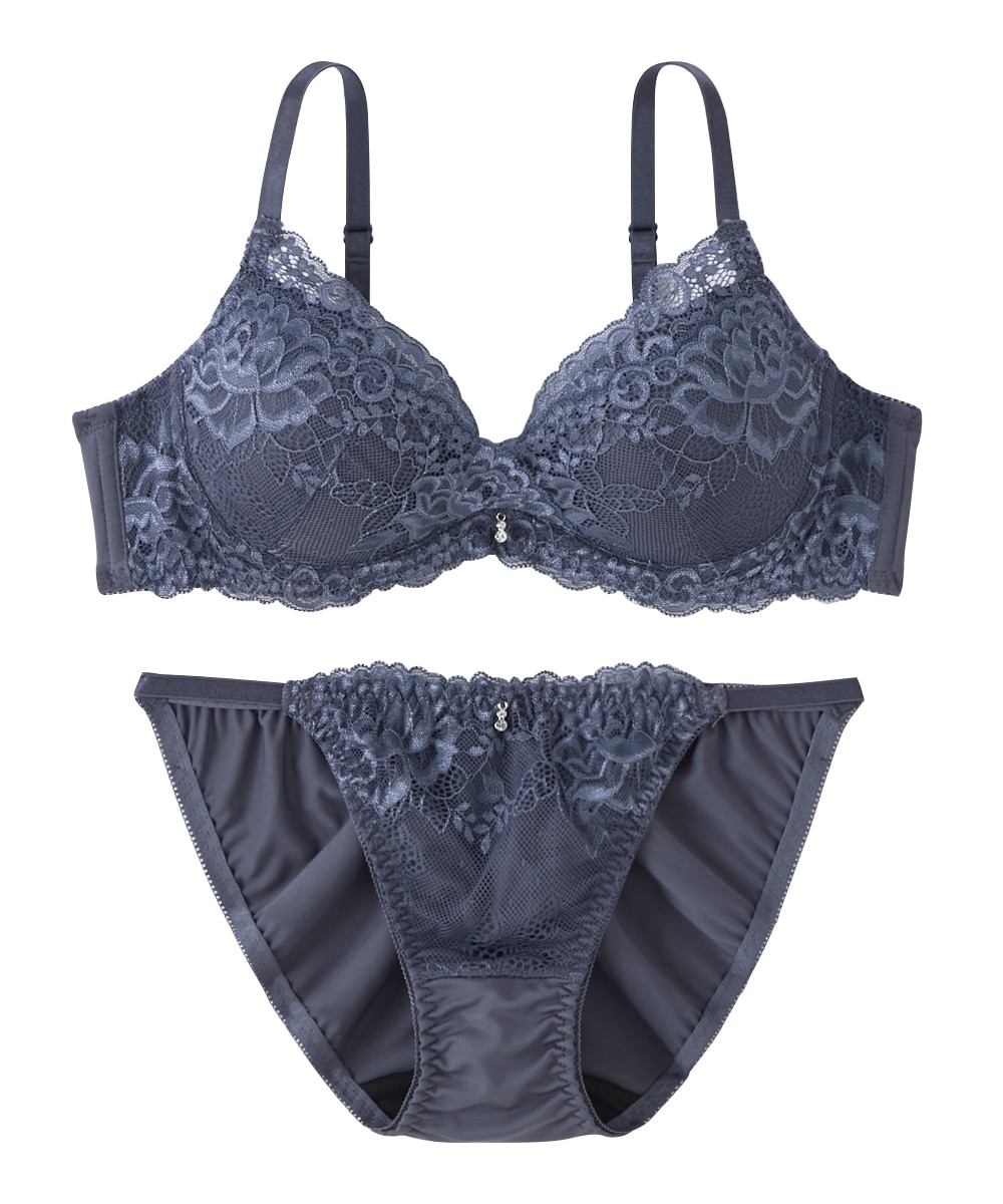 エレガントレースカシュクールデザインノンワイヤーブラジャーショーツ