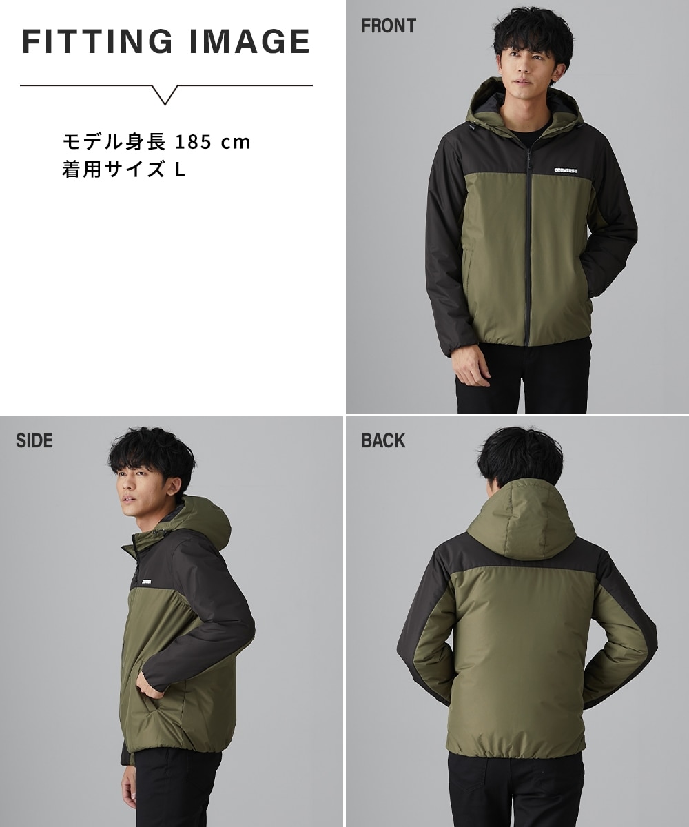 フード付き中綿ブルゾン(はっ水・防風・保温・静電気軽減)/コンバース