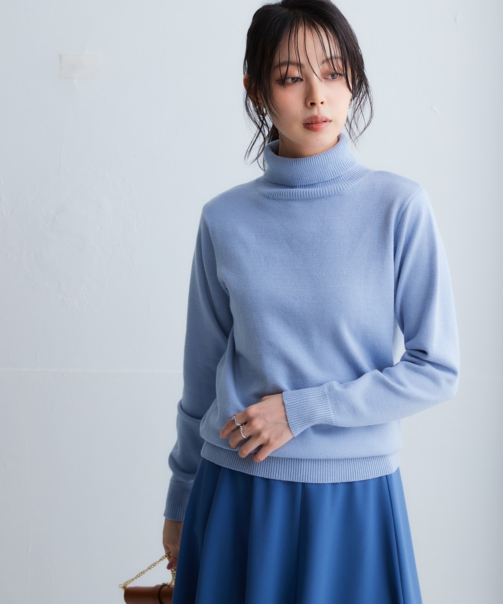 洗えるタートルネックニット【毛玉になりにくいふんわりもちもち素材