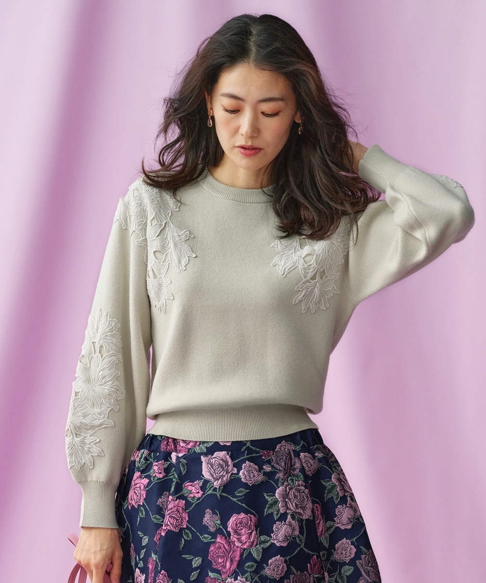 袖オーガンジーレースニット＜大きいサイズ有＞【Hana服】 通販