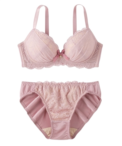 ピンク ノンワイヤーブラショーツセット 通販【ニッセン公式】