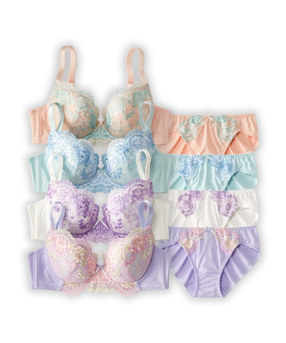 花柄刺しゅうブラジャーショーツ4セット組 通販【ニッセン】
