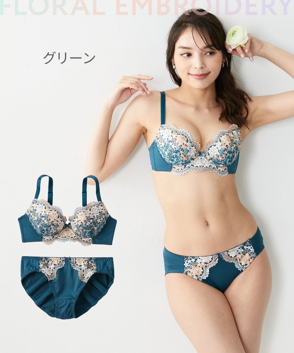 花柄刺しゅうブラジャーショーツセット 通販【ニッセン】