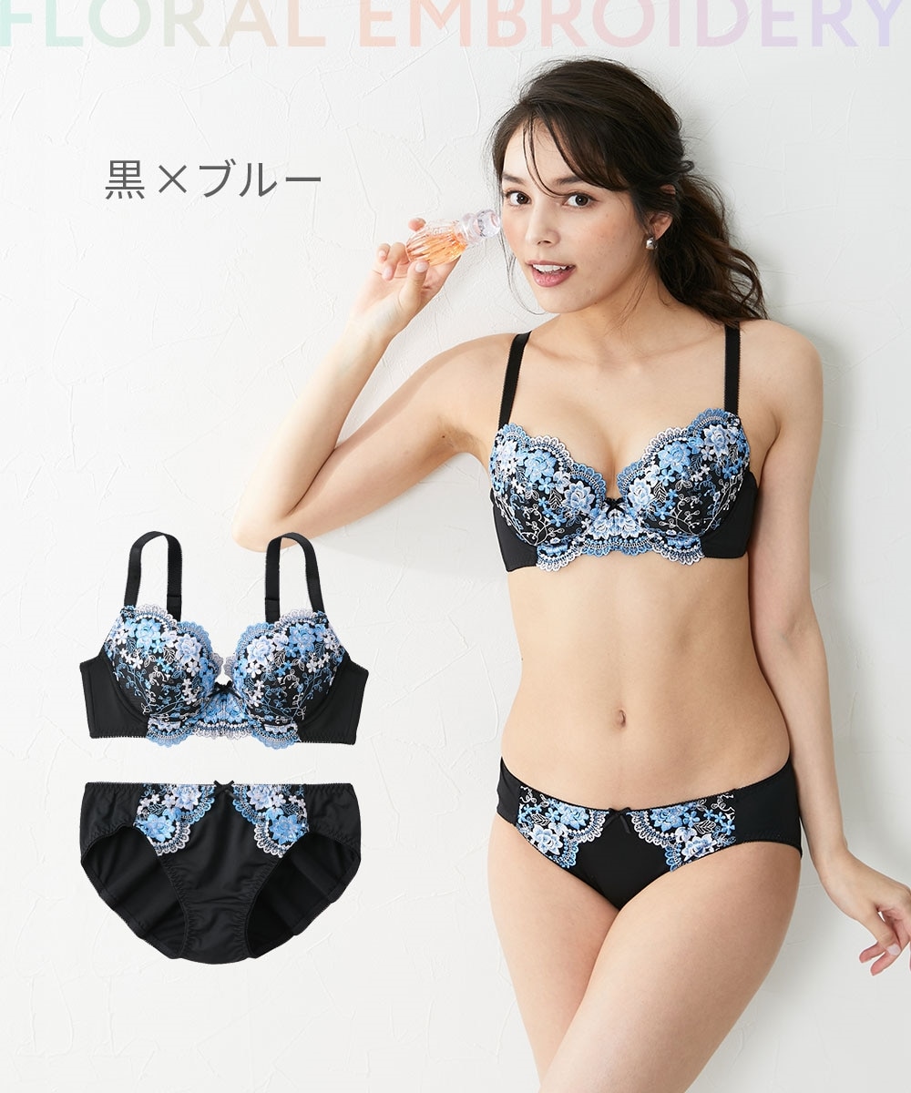 花柄刺しゅうブラジャーショーツセット 通販【ニッセン】