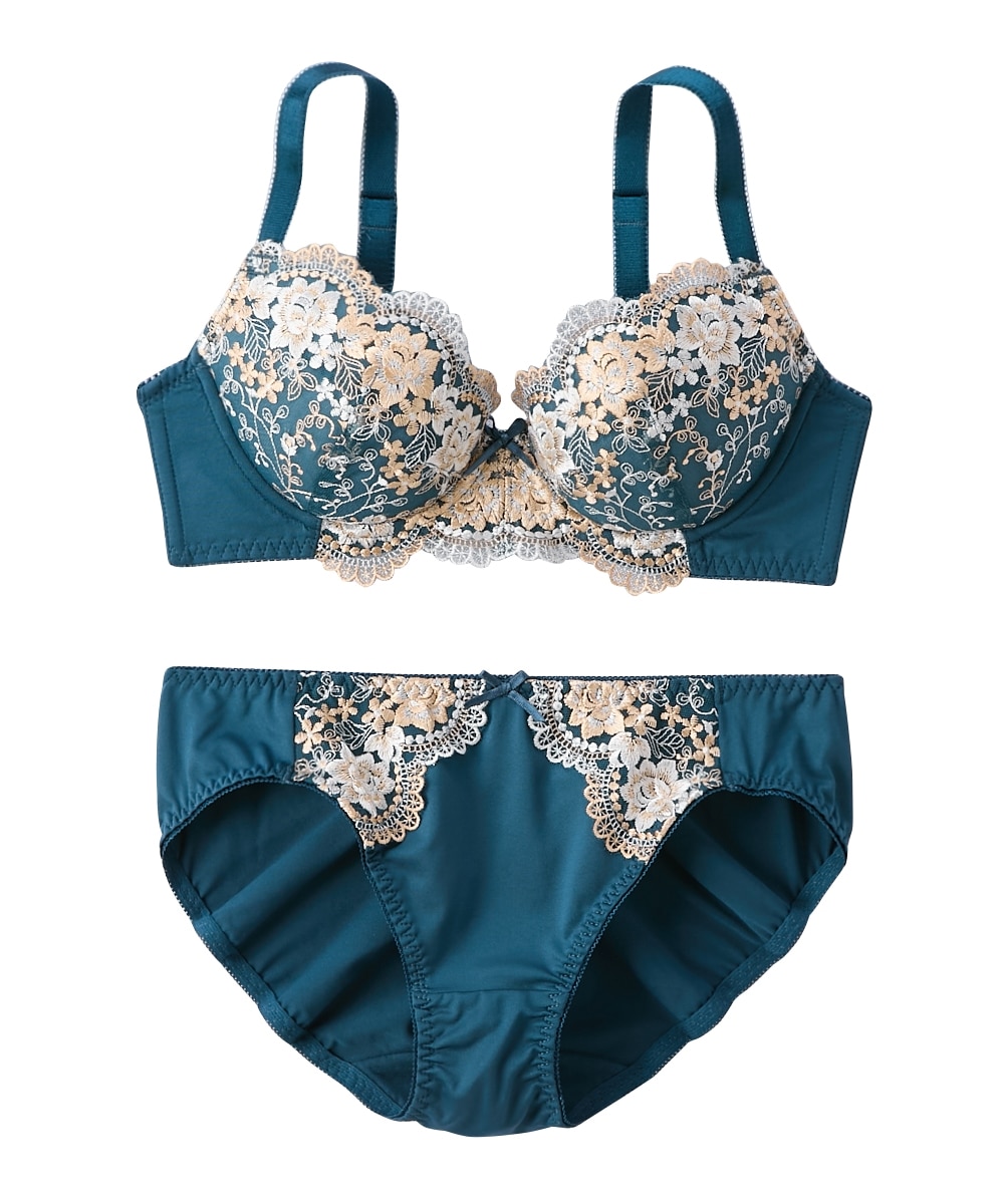 花柄刺しゅうブラジャーショーツセット 通販【ニッセン】
