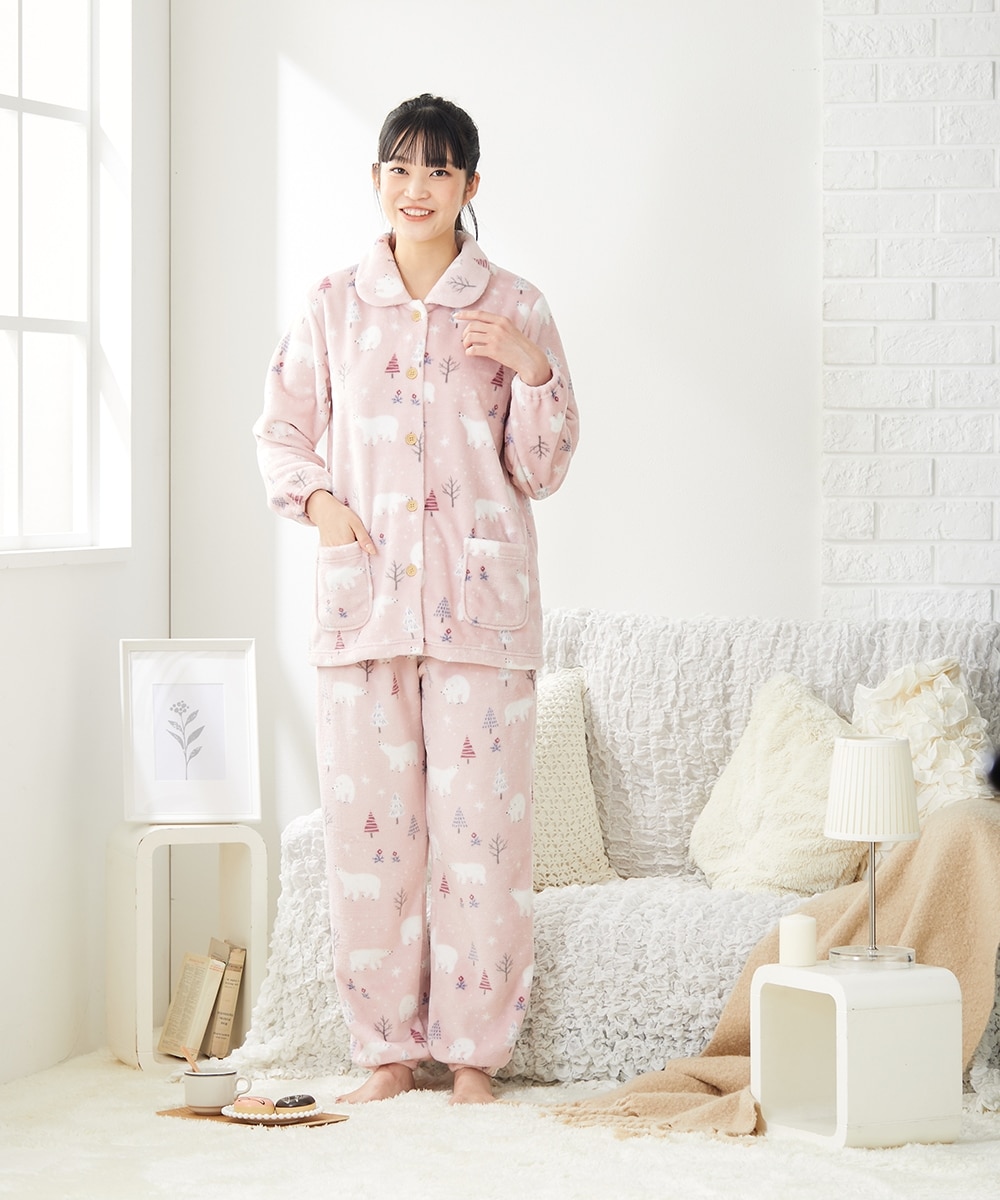 ふわぬくフランネルしろくま柄シャツパジャマ 通販【ニッセン】